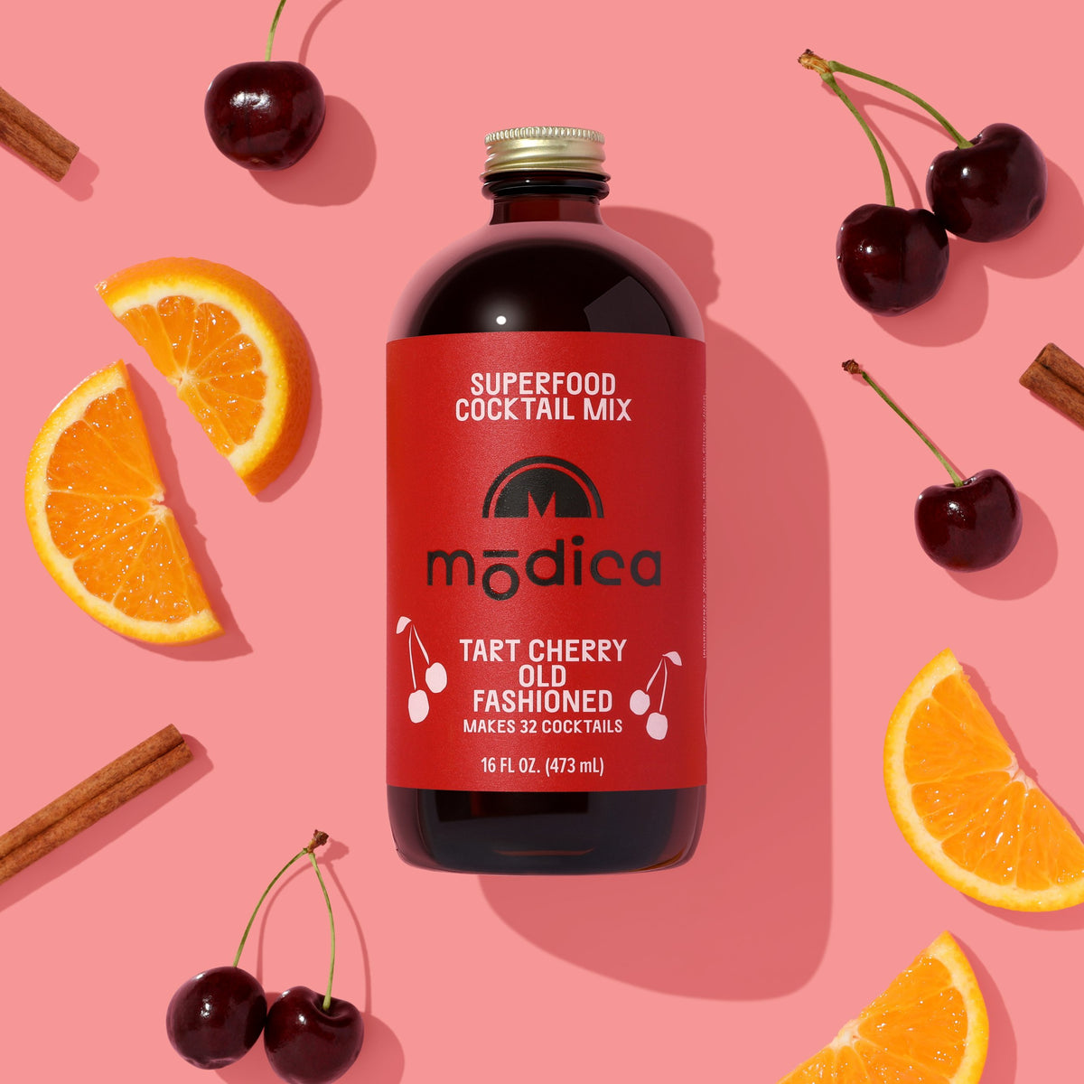 Modica — Tart Cherry Old Fashioned, Superfood Cocktail Mix, 16 fl oz