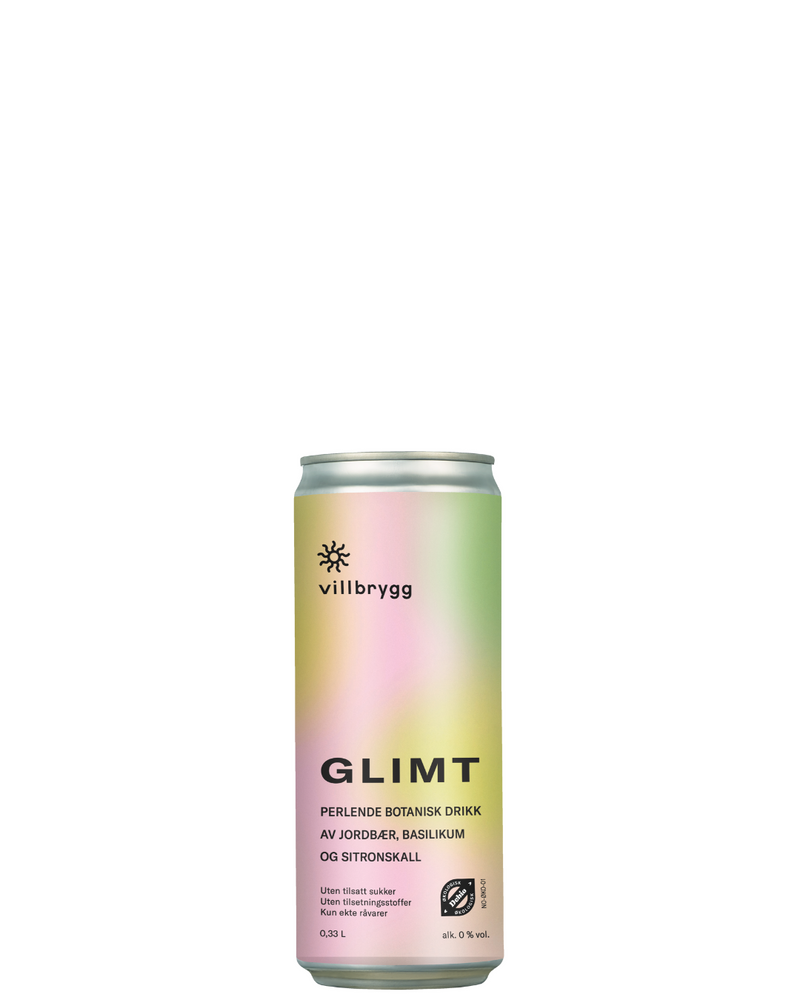 Villbrygg — GLIMT, Sparkling Strawberry Lemon Basil Wine Alternative, 4-pack of 330 ml cans