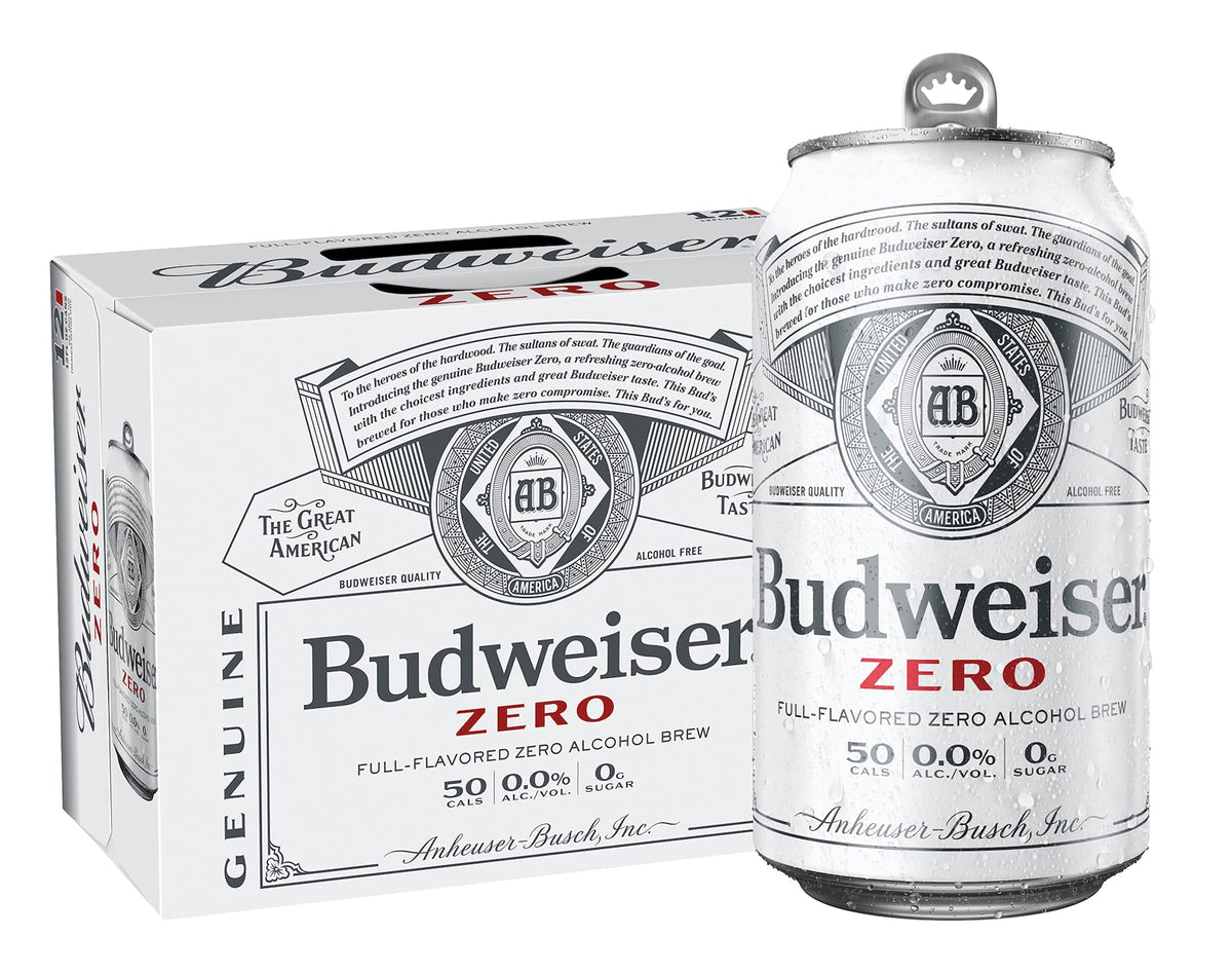 Budweiser — ZERO, 12 pack cans, 12 fl oz – Minus Moonshine