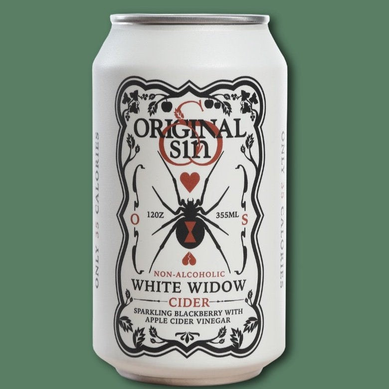 
            
                Load image into Gallery viewer, Original Sin — White Widow, Non-Alcoholic Blackberry Cider, 6-Pack Cans
            
        