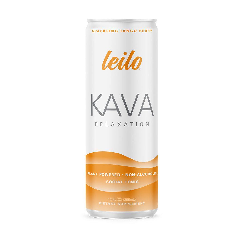 Leilo — Tango Berry, Tangerine Mango Sparkling Kava Beverage, 4-pack of 12 oz cans