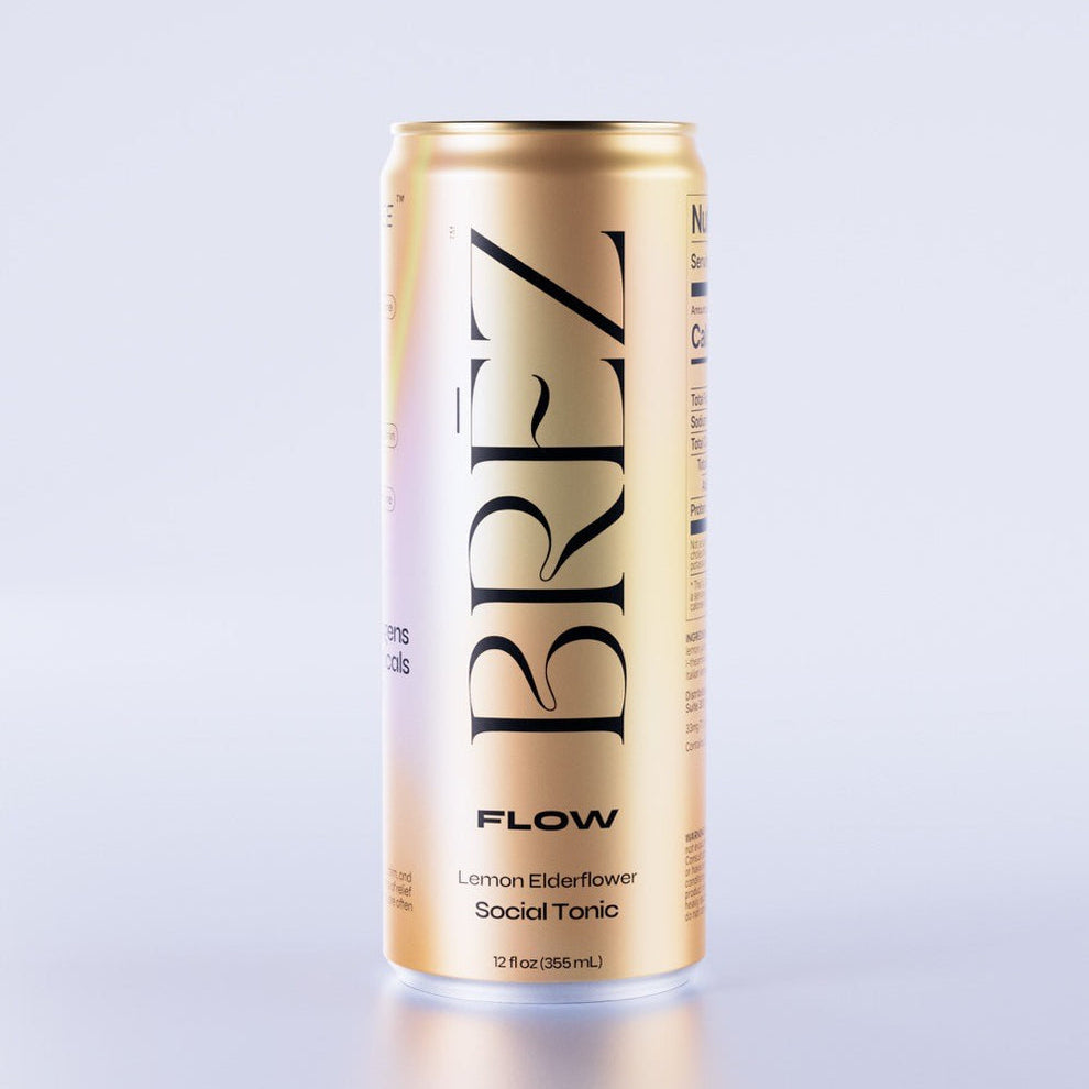 BRĒZ — FLOW, LEMON ELDERFLOWER, FUNCTIONAL BEVERAGE, 4-PACK