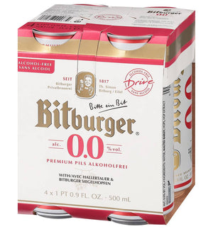 Bitburger — Drive 0.0, Premium Pils Alcohol-Free, 4 Pack PT