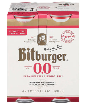 Bitburger — Drive 0.0, Premium Pils Alcohol-Free, 4 Pack PT