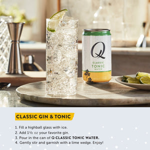 
            
                Load image into Gallery viewer, Q Mixers — Classic Tonic Water, 4-pack of 7.5 oz cans - Minus Moonshine | Dry Drinks And Potions
            
        