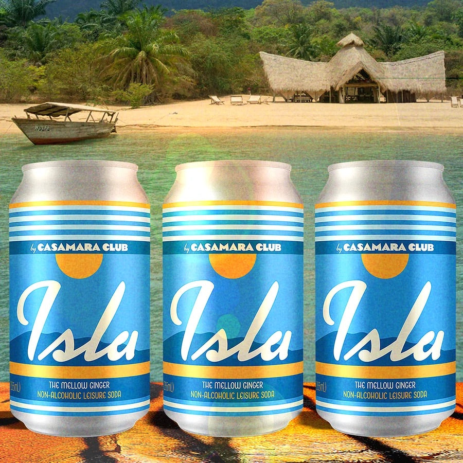 Casamara Club — Isla, The Mellow Ginger, Non-Alcoholic Leisure Soda, 4-pack of 12 oz cans - Minus Moonshine | Dry Drinks And Potions