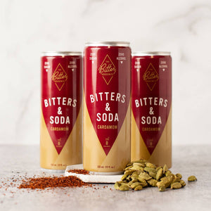 The Bitter Housewife — Cardamom Bitters & Soda, 4-pack of 12 oz cans - Minus Moonshine | Dry Drinks And Potions